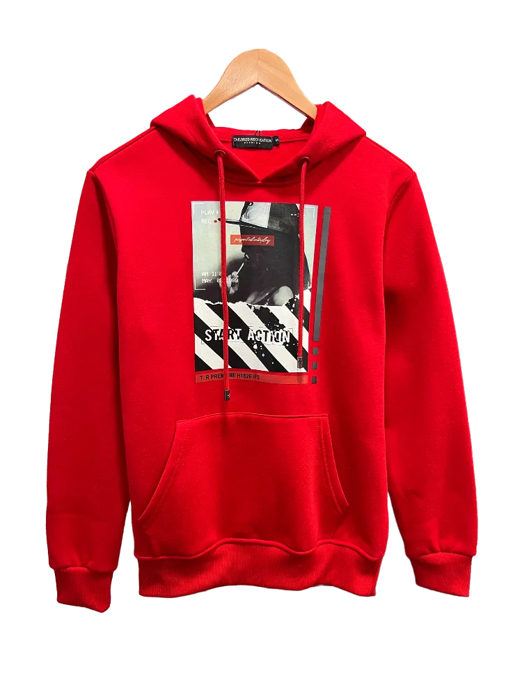 Tailored Recreation Red Men's Graphic Hoodies Regular-Fit