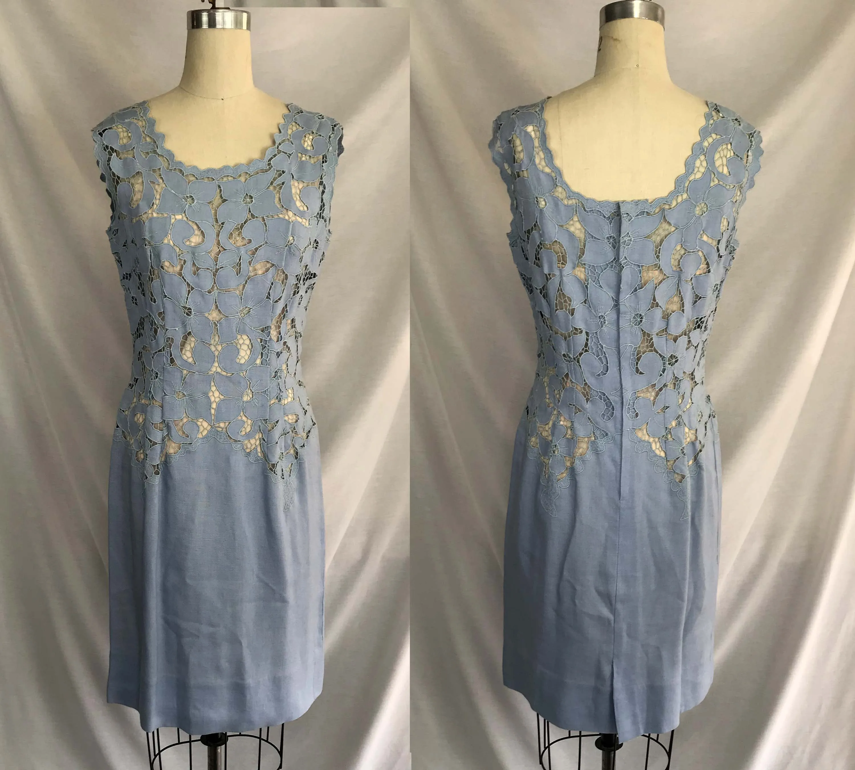 Vintage 60s 1960s | Moygashel Irish Linen Lace Cutout Pin Up Shift Dress | M