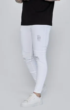 White Distressed Skinny Jeans