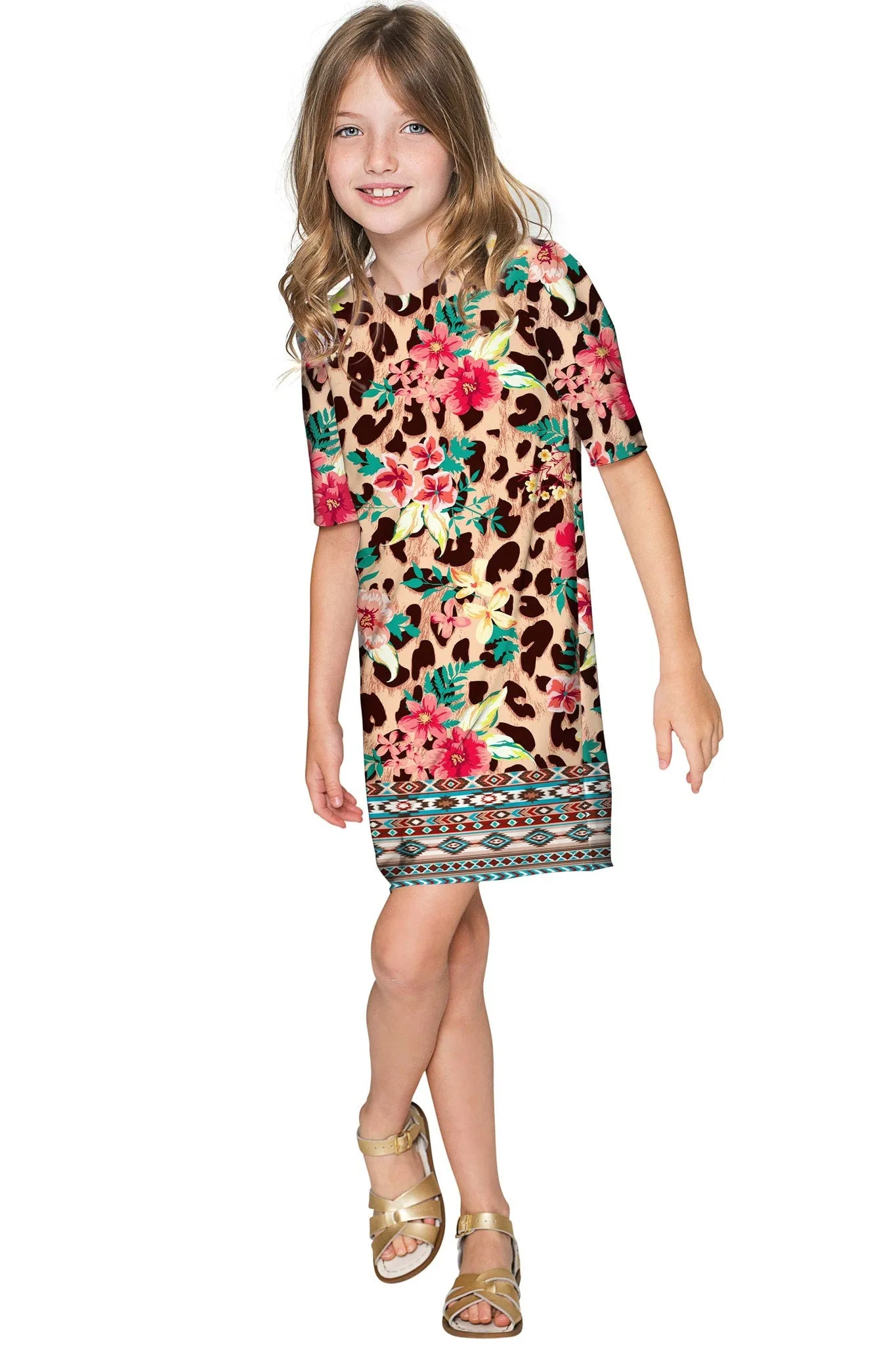 Wild & Free Grace Leopard Print Fall Chic Shift Dress - Girls